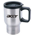 16 Oz. Stainless Steel Travel Mug with Plastic Interior & Rectangle Handle